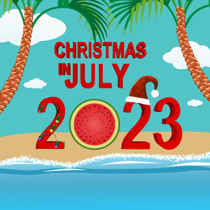 Jul i juli 2023 Watermelon Beach Hälsningskort