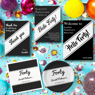 Elegant Modern Black and White Chic Birday Tack Kort