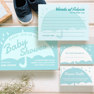 Modern paraplla Rain Baby Shower Boy Tack Fyrkantigt Klistermärke
