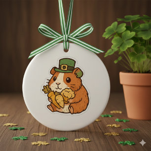 Dansande marsvin Leprechaun St.Patrick's Day Julgransprydnad Keramik