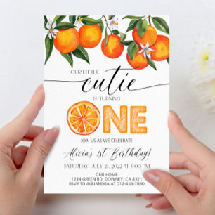 Orange Little Cuties Joint Syskon Födelsedagsfest Inbjudningar