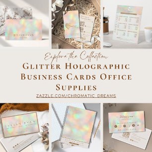 Elegant Skript Pastel Glitter Holografik Beauty Visitkort