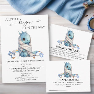 Draken Blöjlotteri Baby Shower Inbjudningar