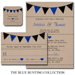 Modern Blue Bunting Bröllop-samling Inbjudningar