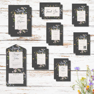 Det fina Boho Wildblommes träkol - tackkort Tack Kort