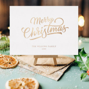 Gold Foil med minimalt God jul-skript Runt Klistermärke