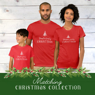 Anpassningsbar-familjen Julgran enkel röd T Shirt