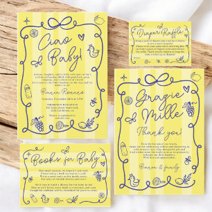 Gult Rand italiensk-typiskt ciao Baby Shower Tack Kort