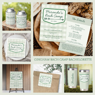 Summer Camp Gingham Bachelorette Helg Itinerary Inbjudningar