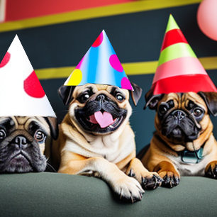 PUG HUND, gullig marionett Returadress Etikett