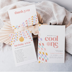 Coola 1-flickans första födelsedag, kontrollerad r tack kort