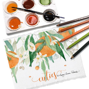 Orange a Little Cutie Watercolor Eucalyptus Shower Inbjudningar