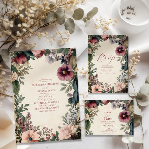 Chic Victorian Royal Blommigt Bröllop OSA Kort