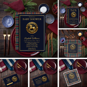 Blått rosa-tack-kort för Preppy Rocking Horse Tack Kort