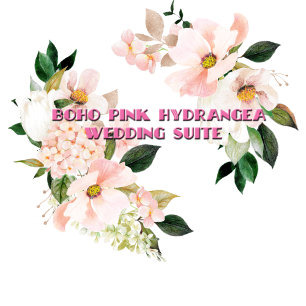Rosa Hydrangea White Tulips Photo Boho Bröllop Inbjudan
