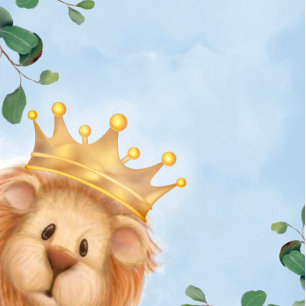 Prince Lejon Golden Krona Boy Baby Shower Inbjudningar