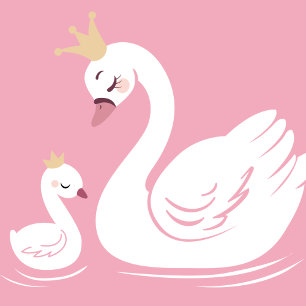 Rosa Svanar Baby Shower Bird med Krona Inbjudningar