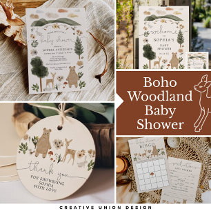 Boho Woodland Visning Shower Baby Shower Card Tilläggskort