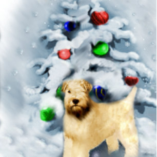 Mjuk Jackat jul för Wheaten Terrier Helgkort