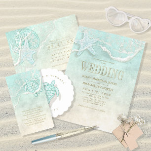 Sea Foam Beach WedTurtle ID837 Underlägg Papper