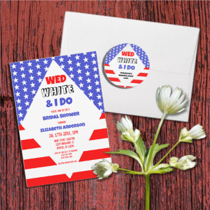Wed, White & I Do Patriotic Bröllop Runt Klistermärke