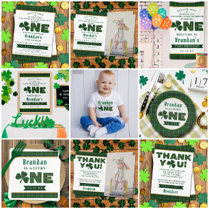 Lucky Little Shamrock 1st Birthday Photo Inbjudningar