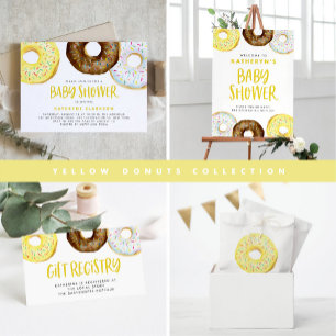 Gula och choklad Sprinkle Munkar Baby Sprinkle Inbjudningar