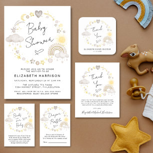 Boho Rainbow Sol Baby Shower Tack Fyrkantigt Klistermärke