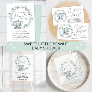 Cute Elephant Eucalyptus Baby Shower Fyrkantigt Klistermärke