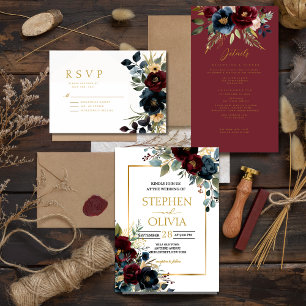 Elegant Burgundy Blommigt Blooms & Greenery Spara Datumet