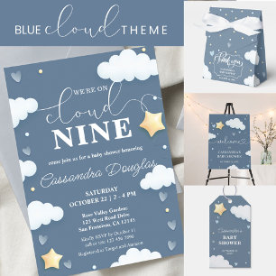Dusty Blue Cloud Theme Baby Shower Favor Box Presentaskar