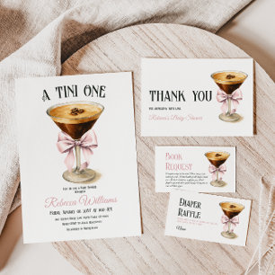 Kaffe Rosa Bow Espresso Martini Baby Shower Tack Kort