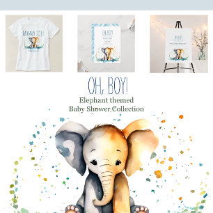 Åh, grabben! Lodrät Baby Elephant Safari Baby Show Inbjudningar