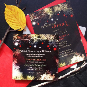 Whimsique Starry Night Forest Bröllop Inbjudningar