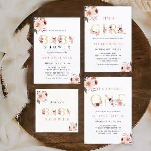 Blommigt Guld Elegant Brev Baby Shower Napkin Pappersservett