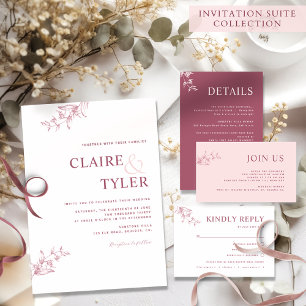 Inbjudan till elegant Modern Minimal Pinks Wedding