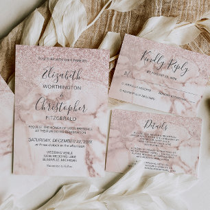 Elegant Marble Ro Guld Glitter OSA Kort