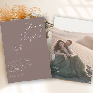 Minimalistiskt Dusty Blue Romantic Photo Bröllop Inbjudningar