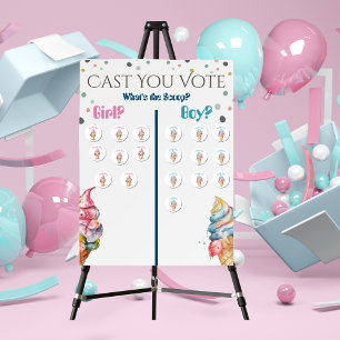 Team Boy Gender Reveal Party Vote Ice Cream Runt Klistermärke