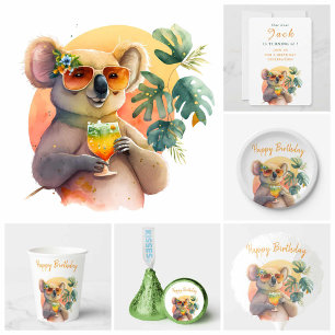 Vattencolor Koala - födelsedagsinbjudan Inbjudningar