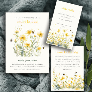 Gult Wildblomma Morsa to Bee Neutralt Baby Shower Tack Kort