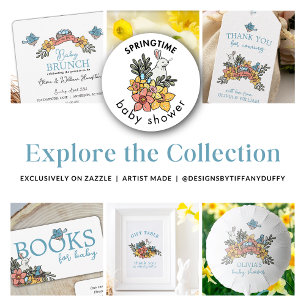 Vår Birds and Bunny Baby Shower Gift Bord Sign Poster