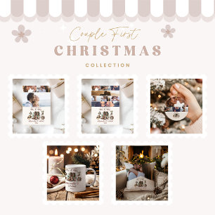 Västerländsk första jul som fru och herr 8 foto runt klistermärke