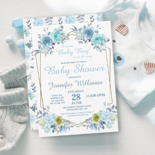Söt Blue Blommigt Det är en pojkvän-babystövel inb Vykort