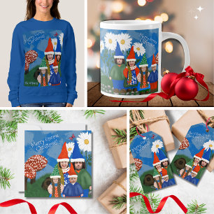 Lönsam Lägg till bild Gnome Family God jul Julkort