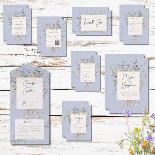 Delikat Boho WildblomPeriwinkle Bröllop OSA Kort