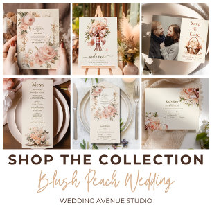 Photo Pastel Soft  Peach Blommigt Bröllop Spara Datumet