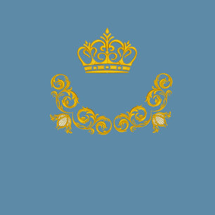 Dusty blue och Guld Krona Damask Royal Bröllop Inbjudningar