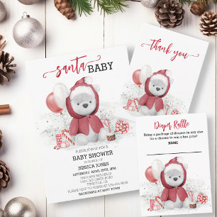 Tack Polar Björn Santa Jul Baby Shower  Anteckningskort