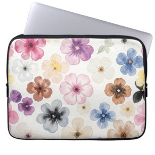 Blommönster Rosa Grått Vitt Svart  Laptop Fodral